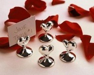 Wedding or Engagement Name Place Card Holder Silver Heart - bomboniere